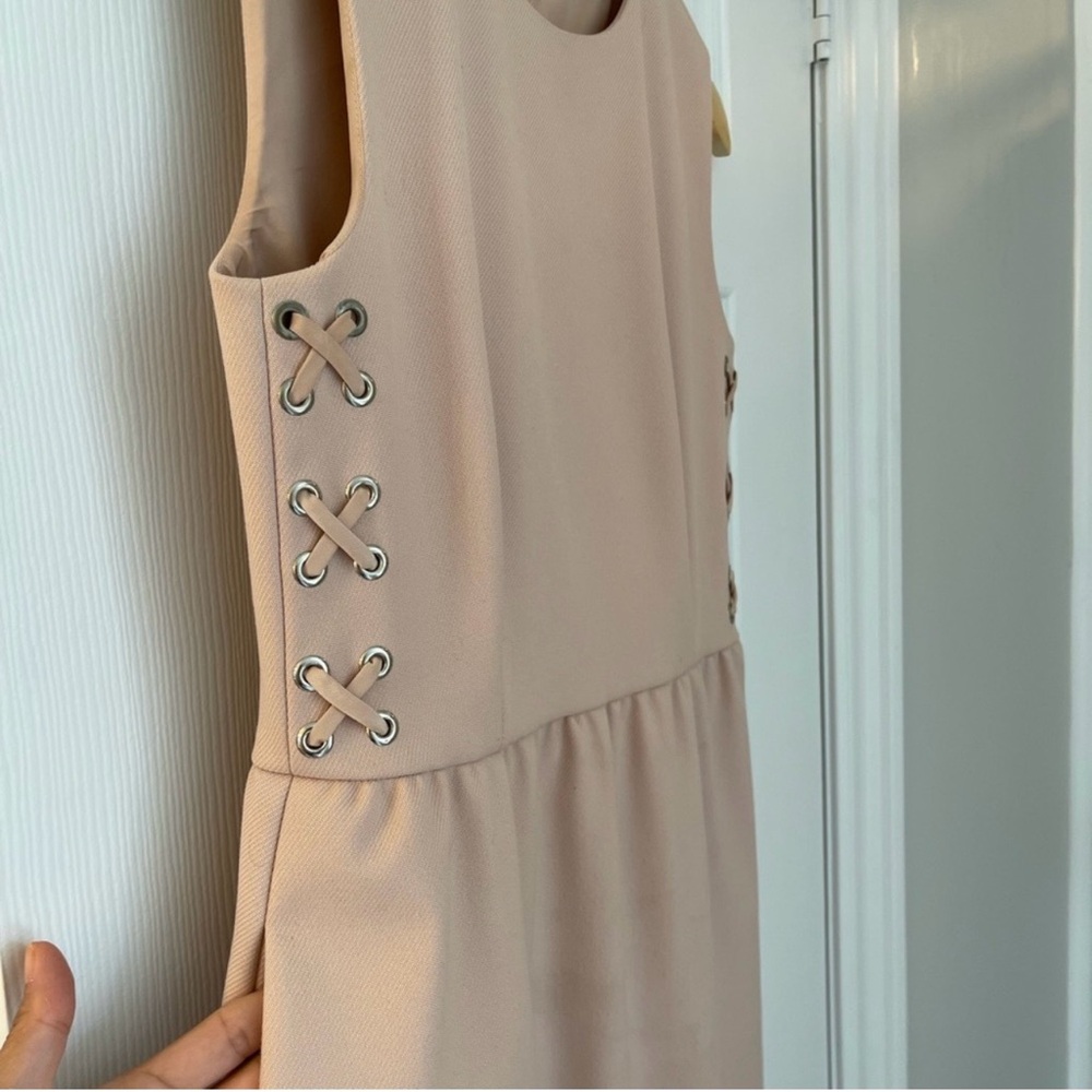 RED Valentino Beige Midi Dress with Lace-Up Sides - Picture 3 of 5